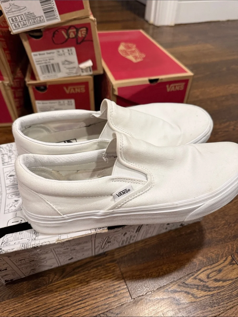 Vans White Slip-On Canvas Sneakers
